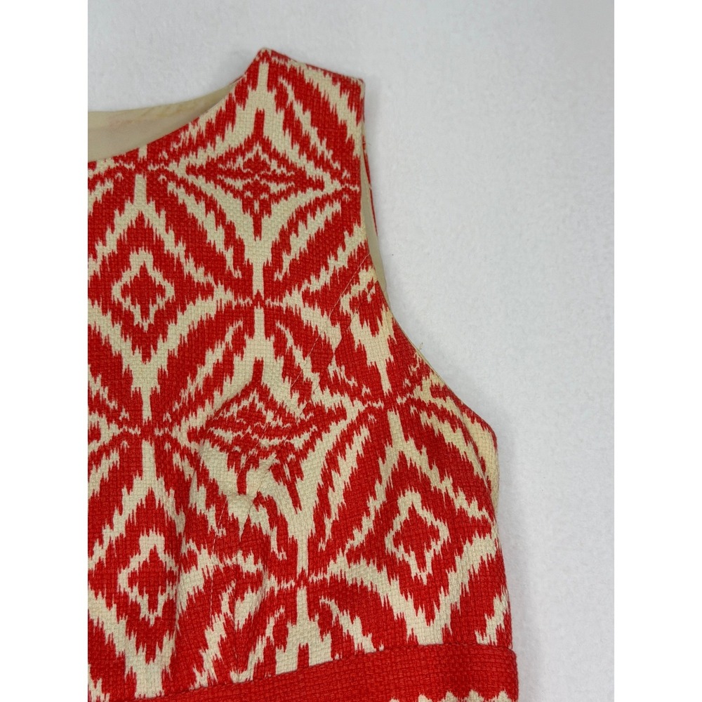 Jones New York Cotton Sheath Dress Ikat Print Orange Cream 4P Summer Event Work - Picture 9 of 14